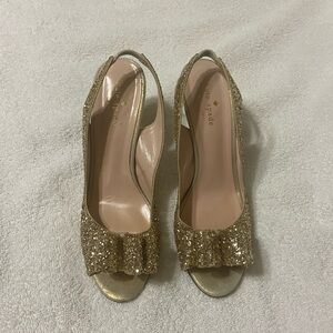 Kate Spade Sparkling Gold Bow Heels